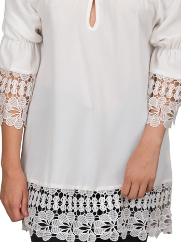 Blusa Moda Mujer Tipo Campesina Encaje Emz8007