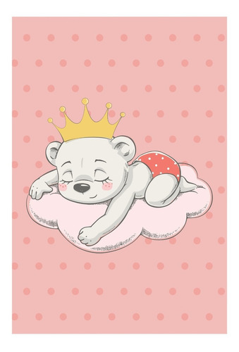 Placa Decorativa Quarto Bebê Ursinha Princesa Nuvem 30x40cm Colorido