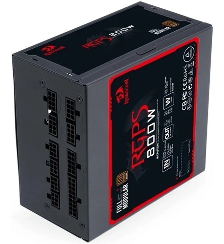 Imagen 1 de 10 de Fuente Redragon 800w Gc-ps011 Full Modular 80 Plus Bronce