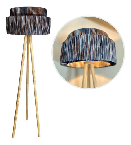comprar Luminaria Pie 1.6m Alto Pantalla Doble Raffia Texturizada