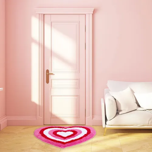 Alfombra De Baño Jarthenaamcs Con Forma De Corazón Rojo Y Ro