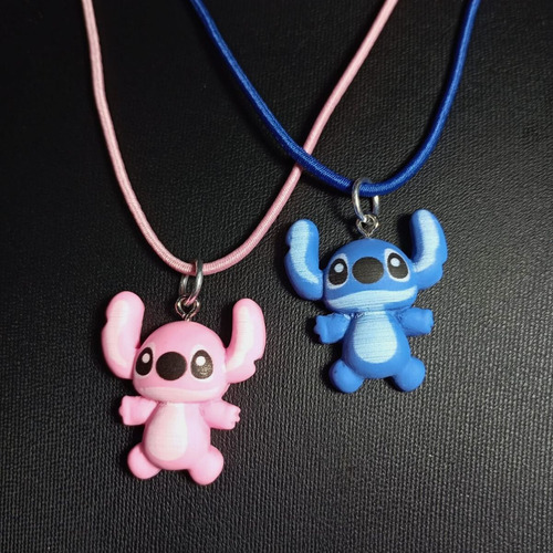 Colar Infantil Lilo Stitch Cor De Rosa Disney Desenho