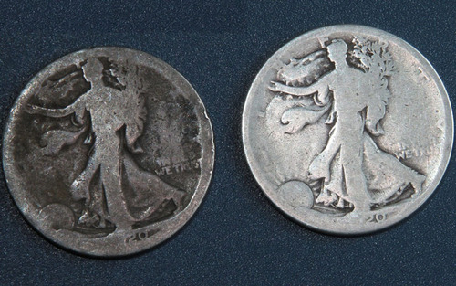 2 Moneda Plata 1920d Y 1920 Libertad Caminando Dolar 50c Kr3