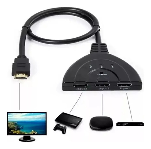 Adaptador Extensor Switch Hub Divisor Hdmi 3 Ports Salidas