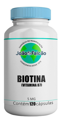 Biotina 5mg (vitamina B7) 120 Cápsulas Sabor Natural