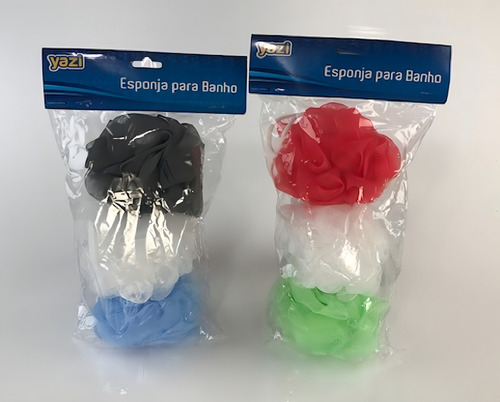 Kit 2 Jogos De Esponja De Banho Coloridas Com 6 Peças Cor Branco Liso