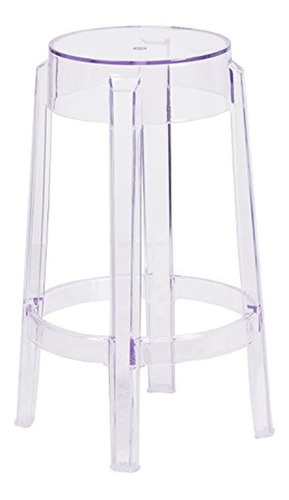 Taburete Alto Transparente De Altura Variable Flash Furnitur