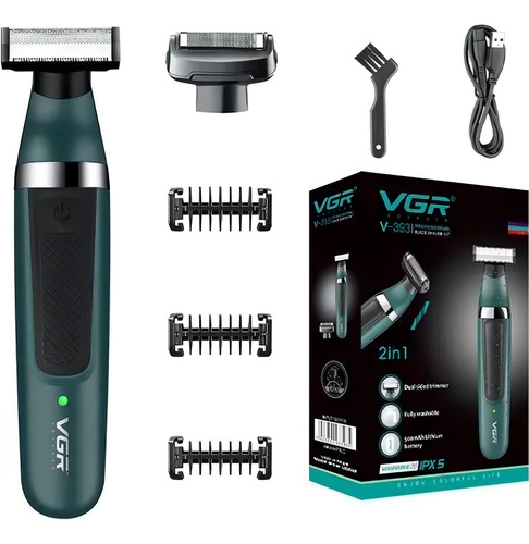 Afeitadora eléctrica Shaver Shaver Vgr 393, color verde de lujo