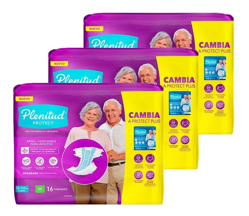 Imagen 3 de 3 de Plenitud Pañal Para Adultos Protect X 16 Pack X 3