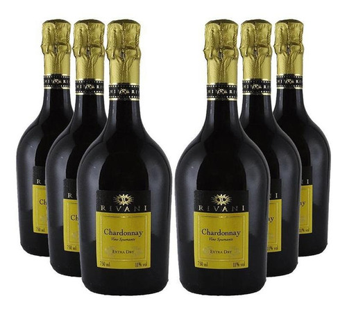 Espumante Rivani Extra Dry Chardonnay Italiano 750ml - 6 UnRivani 750 ml