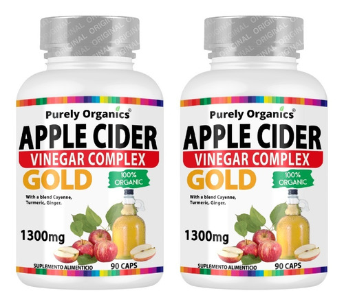 Combo 2 Vinagre De Manzana Gold 100% Organico 90 Capsulas