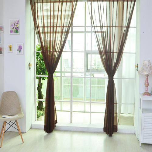 2 Unds Cortinas Para Ventana Decor Hogar Café 100x200cm