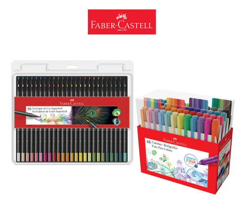 Lápis De Cor 50 Supersoft + 48 Caneta Fine Pen Faber Castell