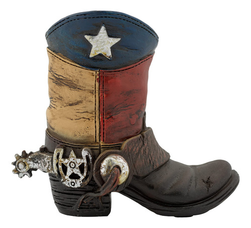 Figura De Bota De Vaquero De Bandera De Texas De 4 Pulgadas