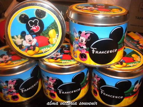 Mickey Y Minnie Latas Personalizadas 7,5 X 8 Por 10 Unidades
