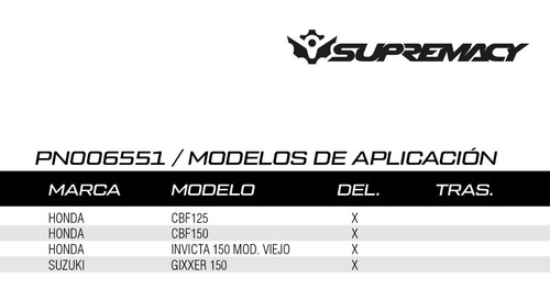 Imagen 2 de 4 de Balatas Delanteras Supremacy Honda Cb125 / Suzuki Gixxer 150