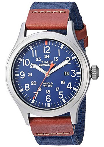 Reloj Timex Expedition Scout 40 Mm Con Correa Azul/marrón/gr