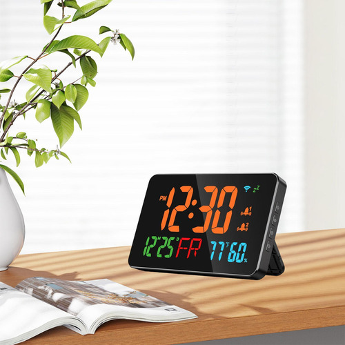 Reloj Digital Reloj De Pared Led Con Fecha Pantalla Naranja