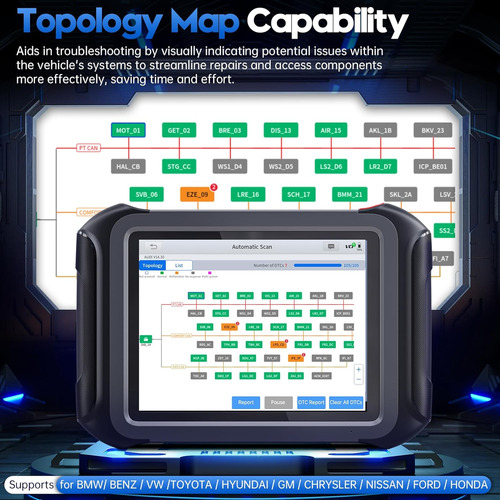 Escaner Automotriz Xtool Xt90 Topologia 3 Años + 42 Funcion
