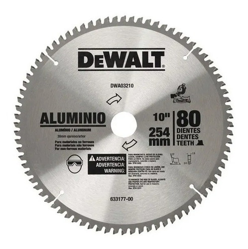 Disco Hoja De Sierra Dewalt 10 - 254mm 80 Dientes Aluminio