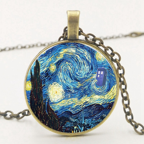 Collar De Van Gogh Arte Noche Estrellada Colgante Regalo