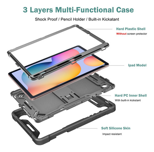 Funda Anti Golpe Para Samsung Tab S6 Lite 10.4 Pulgadas Negro