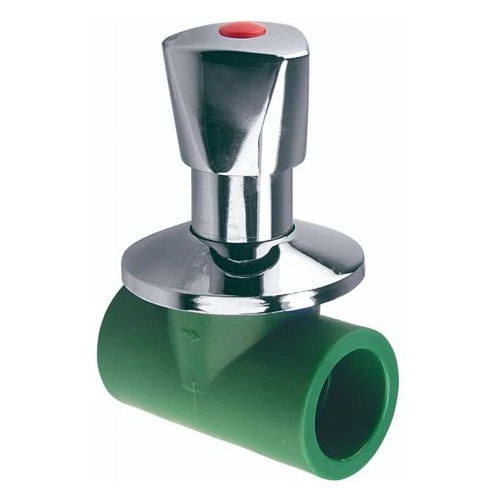 Llave Paso 20mm Ppr Verde Campana Cromada Triangular