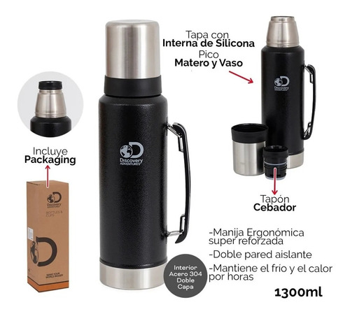 Imagen 8 de 10 de Termo Matero Discovery Acero Inoxidable 1.3 Litros C