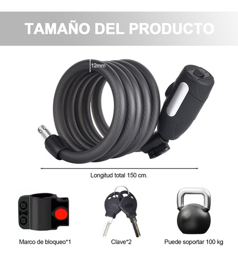 Candado De Bicicleta. Con Soporte De Montaje Y 2 Llaves,