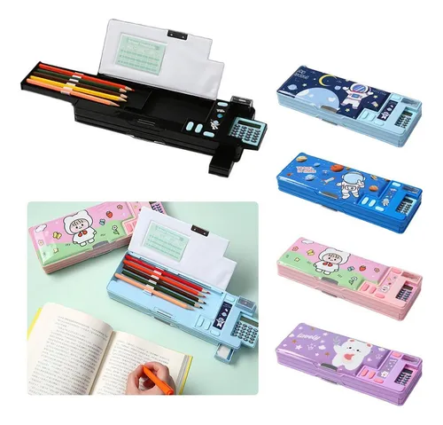 Estuche Para Lápices Con Calculadora, Estuche De Doble Capa
