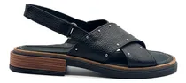 Comprar Sandalia Cuero Mujer Tiras Cruzadas Tachas Acolchada Abrojo