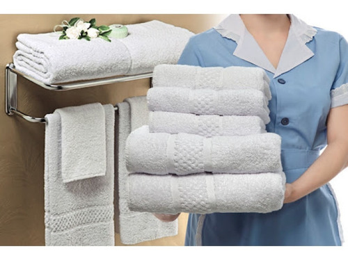 Imagen 5 de 9 de Toallon Hotelero De 90x150 Cm ALG 100% 550 Gr/m2 Blanco