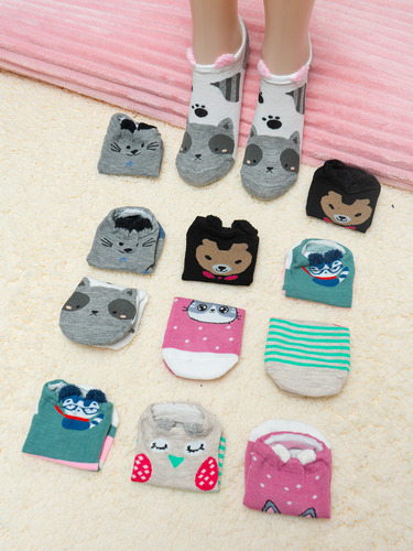 Calcetin Tin Protector Orejitas Cute Kawaii Unitalla 12 Pz