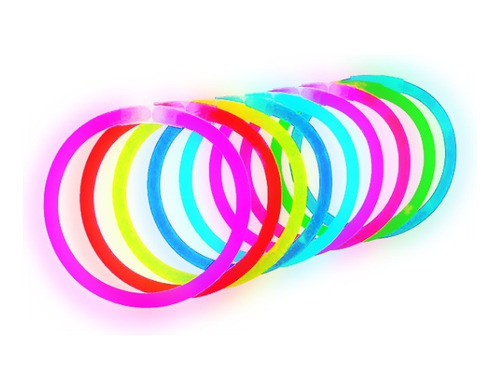 Tubo 50 Pulseras  Neon Luminosas Químicas Cotillon.5 Colores