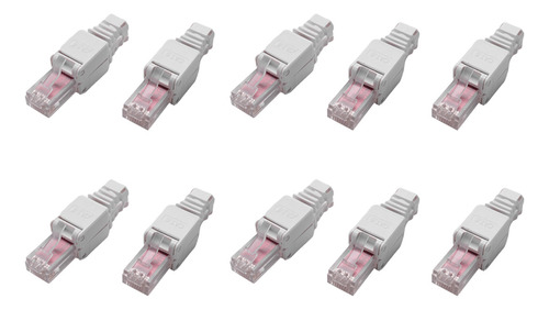 10 Conectores De Red Sin Herramientas Rj45 Cat6 Lan Utp Cabl