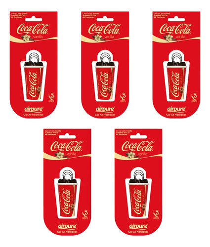 Kit 5 Odorizantes Automotivo Coca-cola Copo 3d Aromatizante
