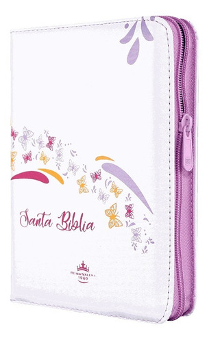 Imagen 1 de 4 de Biblia Rvr-1960 Blanco/mariposa Compacta Con Cierre (6066)