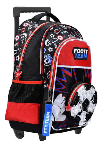 Mochila 18 Con Carro Carrito Y Luces Led Footy 