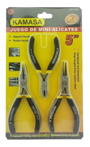 Set Kit Juego De Mini Alicates 5 Pulgadas 3 Piezas Kamasa