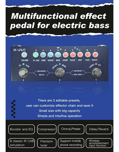 Pedal De Efecto M-vave Cube-baby Bass Azul