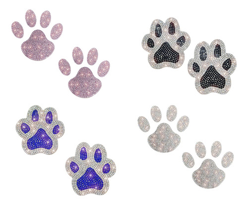  Sticker Adhesivo Pata Perro Cristales Brillantes 2 Patitas