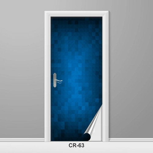 Adesivo Para Porta Censurada Pixelada Azul Criativo Cr-63