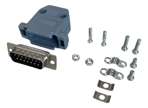 Kit Conector Db15m Macho + Capa Plastica Para Db15 Kit Curto