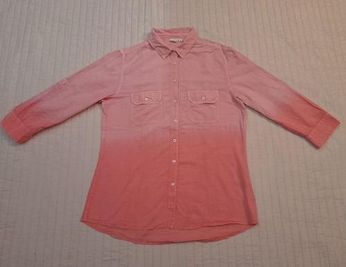 Camisa Rosada Manga 3/4 Con Detalle Talle M