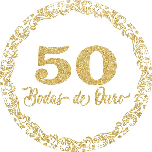 Painel Festa Redondo Casamento Bodas De Ouro 1,50x1,50 10