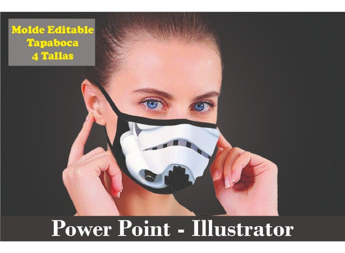 Molde Tapaboca Editable Power Point / Illustrator 4 Tallas