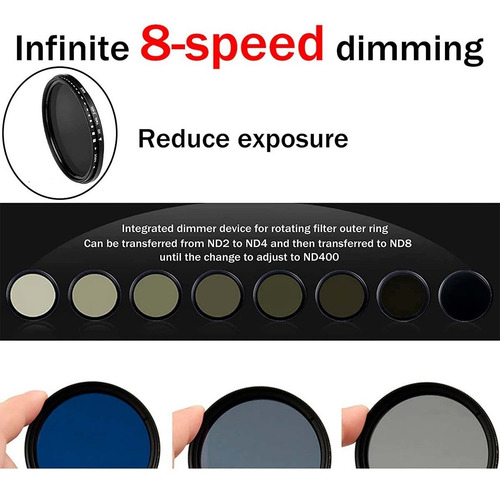 Imagen 4 de 8 de Filtro Nd Variable Diámetro 67mm | 2 A 400 | 9 Pasos De Luz.