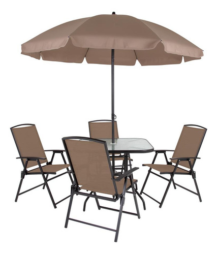 Conjunto Jardim Acapulco Com Mesa Guarda-sol E Cadeiras Mor