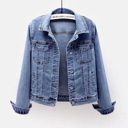 Chaqueta De Manga Larga Ajustada De Mezclilla Elástica Para