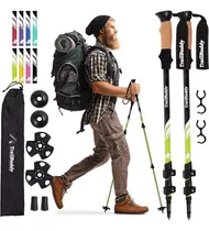Comprar Trailbuddy Bastones De Senderismo Ligeros Y Plegables Para Equipo De Mochilero, Par De 2 Bastones Para Senderismo, Aluminio 7075 Con Agarre De Corcho